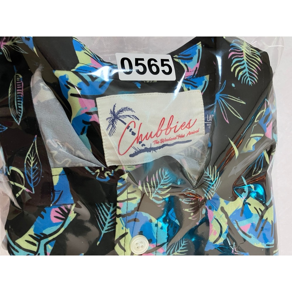 Chubbies Weekend Wear Dinosaur Print Shirt Mens Large Black S/S Retired Popover - Picture 11 of 11
